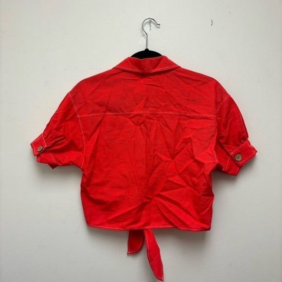 Zara Orange Tie Front Top - Picture 9 of 10